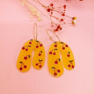 Boucles d oreilles cerise acetate