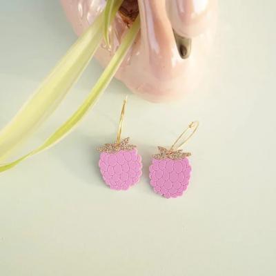 Boucles d'oreilles framboises