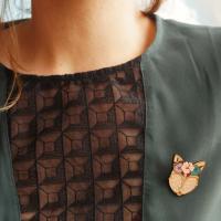 Broche renard fleurs 1