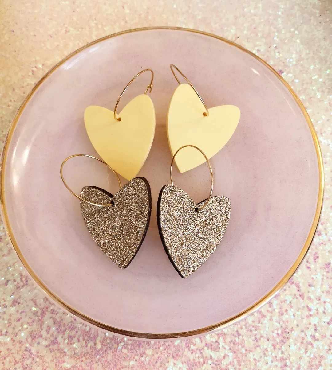 Creoles coeurs pailletes