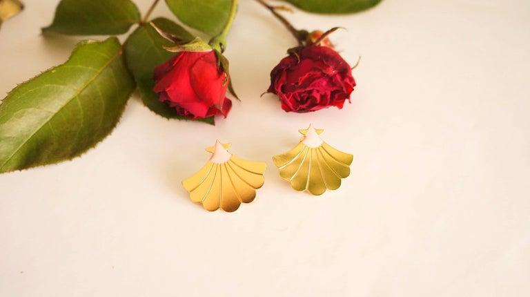 Boucles d'oreilles puce fleur et anneau strié - Doré or fin 24K