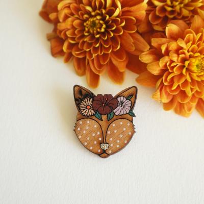 Broche Renard Fleurs